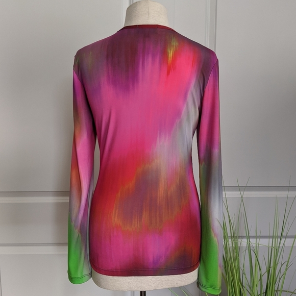 Petit Pois by Viviana G Top Long Sleeve Fitted Tie Dye Ombre Magenta S NWT - Picture 4 of 8
